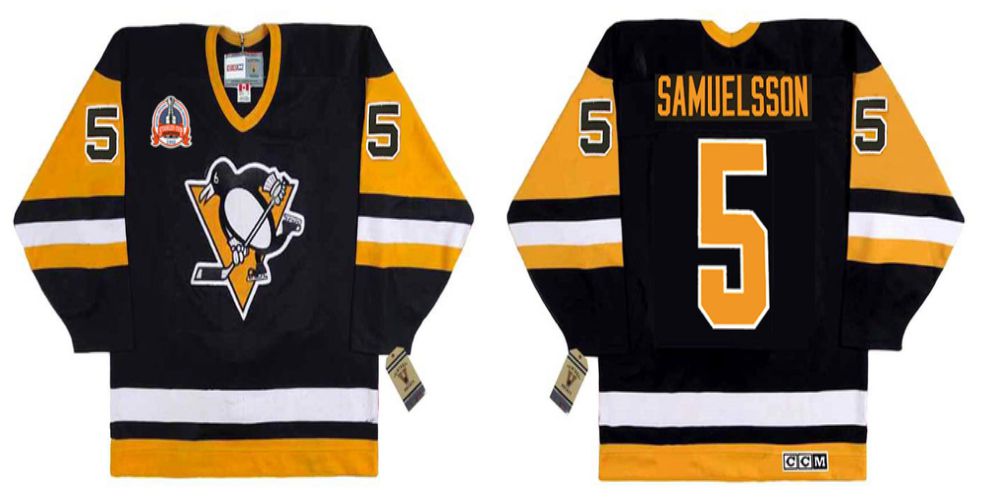 2019 Men Pittsburgh Penguins #5 Samuelsson Black CCM NHL jerseys->pittsburgh penguins->NHL Jersey